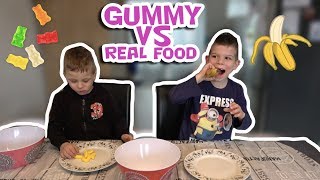 GUMMY VS REAL FOOD CHALLENGE   KOETLIFE VLOG 706 [upl. by Esiuqcaj219]