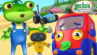 Beach Trip Hullabaloo  Geckos Garage  Trucks For Children  Cartoons For Kids [upl. by Bocock60]