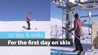 How to Ski  10 Beginner Skills for the First Day Skiing [upl. by Nortna621]