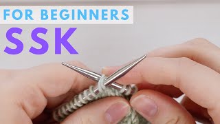 SSK Decrease for Beginners  Easy Beginner Knitter Decrease [upl. by Aetnahc]