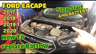 How to replace battery on Ford Escape 2017 2018 2019 with stop start AMG battery [upl. by Lacim16]