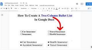 How To Create a  Two Column Bullet List In Google Docs   BEST METHOD [upl. by Primrose]