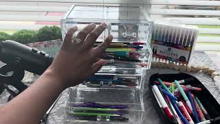 ASMR Pen  Pencil  Crayon Rummage  Organizing Art Supplies  No Talking [upl. by Nowell858]