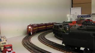 4 RMT Aristo Craft BEEFS mini F units pulling this short train [upl. by Treb]