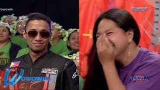 Wowowin Isang contestant kilig na kilig sa isang studio audience [upl. by Enelec]