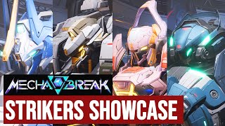 ALL STRIKERS Mecha Showcase with GAMEPLAY OVERVIEW  Mecha BREAK Open Beta PLAYTEST [upl. by Eenahpets]