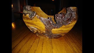 Woodturning Madrone THE BURNT BURL BOWL Shellac finish [upl. by Lose512]