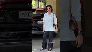 Sanya Malhotra Spotted At Saffron Media In Juhu shorts [upl. by Aleel]