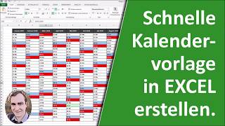 Schnelle Kalendervorlage in Excel erstellen [upl. by Laertnom518]