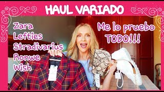 HAUL PROBANDO ROPA Zara Lefties Stradivarius Ronwe Wish [upl. by Leboff776]