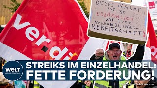 STREIKS IM EINZELHANDEL Verdi fordert 1350 Euro Mindestlohn und 13 Prozent Lohnerhöhung [upl. by Andras]