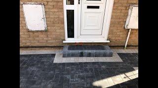 Charcoal Block Paved Driveway with Step and Double Natural Grey Border in Longwell Green [upl. by Nilyaj]