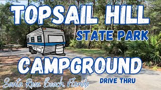 TopSail Hill Preserve State Park Campground Tour Cabins amp Tents Santa Rosa Beach Florida [upl. by Repsihw]