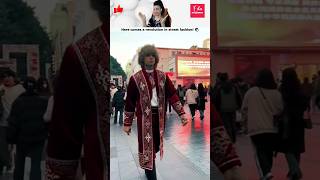 ✨Handsome Serbian Disrupts Street Fashion Trends with Kazakhstan Costume fypシ゚viral fyp kazakhs [upl. by Anafetse28]