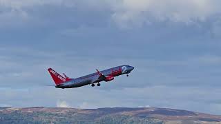 Jet2com Boeing 7378MG GJZHS taking off from Glasgow Int Airport heading to Dalaman aviation [upl. by Nesyla]