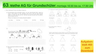 63  Mathe AG Grundschüler  Zahlenrätsel  Zahlenmauern  Mathe Olympiade  Mathe mit dem Känguru [upl. by Stoat]