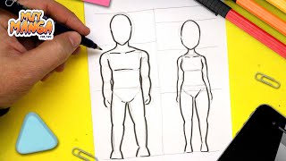 COMO DIBUJAR ANIME FACIL  Como dibujar cuerpo completo  cuerpo femenino y masculino [upl. by Blase]