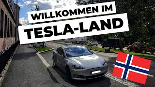 Elektroautos Warum fahren in Norwegen überall Teslas  Norwegen RoadTrip 6 [upl. by Alecia287]