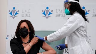 Kamala Harris receives Moderna Covid19 vaccine [upl. by Akitan]