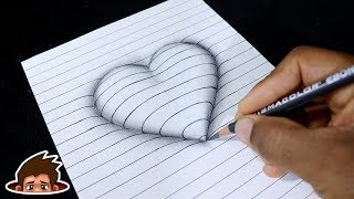 How to Draw 3D Embossed Heart  Easy Pencil Drawing Sketch [upl. by Althee962]