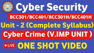 🔴Cyber Security Unit 2 One shot  Cyber Crime Cyber Security BCC301BCC401  RRSIMT CLASSES [upl. by Hoye]