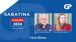 ELEIÇÕES 2024  SABATINA COM CANDIDATOS DE TEUTÔNIA  CARLOS RENATO DREYER E JÚLIA RENATA DÖRR [upl. by Lomax]