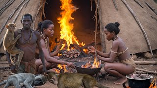 Eating MONKEYS with the Hadzabe Tribe  hadza land [upl. by Ydnem537]