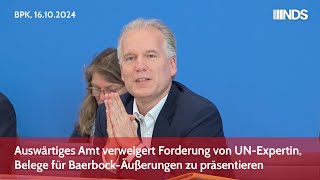 Auswärtiges Amt verweigert Forderung von UNExpertin Belege für BaerbockÄußerungen zu präsentieren [upl. by Clark]