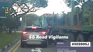 9apr2024 XE9995J truck Hong Fa Logistics amp Engineering Pte Ltd upset with hyundai block amp confront [upl. by Eanore186]