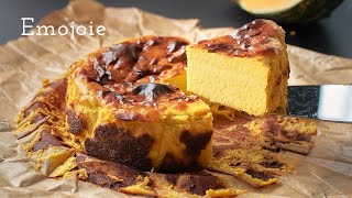 Pumpkin Burnt Basque Cheesecake  Emojoie ASMR cooking [upl. by Dragon]