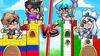 CASTILLO de MEXICO vs CASTILLO de COLOMBIA 🏰😂 MINECRAFT CASTILLO VS CASTILLO con SRJUANCHO [upl. by Leind380]