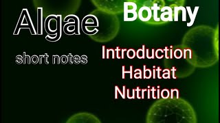 Algae part 1 Introduction Habitat Nutrition short notes on algae [upl. by Ueihttam305]