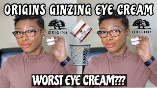 ORIGINS GINZING EYE CREAM REVIEW  THIS DOES NOT DEPUFF YOUR EYES [upl. by Leduar]