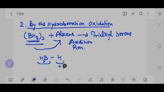 Preparation of alcohols from alkenes by Hydroboaration oxidation reaction [upl. by Kcire]