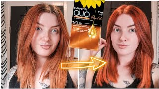 HOW I KEEP MY COPPER HAIR BRIGHT WITHOUT USING BLEACH  Garnier olia 740 amp DIY colour mask [upl. by Abrahamsen]