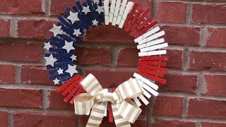 Clothespin Patriotic Wreath Tutorial [upl. by Hurless269]