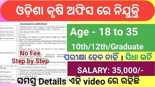 Odisha Krushi Department Job 2024  Odisha Agriculture Office Recruitment 2024 [upl. by Ailemak]