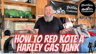 How to prep and seal coat a Harley gas tank with Red Kote [upl. by Eladal]