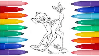 Bambi da colorare  Tutorial per Bambini  Disegni da colorare [upl. by Nauh825]