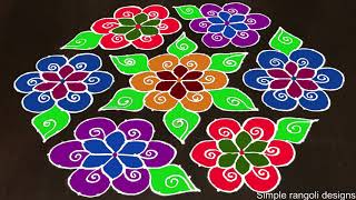 Happy New Year 21 to 11 Beautiful Rangoli  Kolam Design Colourful muggulu peddavi  Rangoli5 [upl. by Colis]