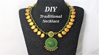 DIY Easy To Make Polymer Clay Traditional Necklace  Jewelry Making Tutorial [upl. by Belldame]