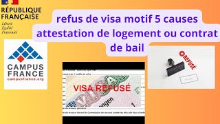 Campus France voici le causes de refus de visa motif 5 logements [upl. by Benedicta187]