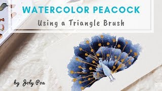 Watercolor Peacock Using Triangle Brush [upl. by Siroved95]