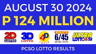 Lotto Result Today 9pm August 30 2024  PCSO Complete [upl. by Remmus]