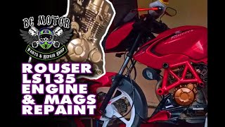 MOTORCYCLE TIMELAPSE LS135 BAJAJ PULSARROUSER Gold Engine amp Mags Repaint [upl. by Catlaina]