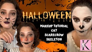 3 Simple Halloween Makeup Looks  Cat Scarecrow amp Skeleton Tutorial 🐱🎃💀  Karahs Beauty Bar [upl. by Oek275]