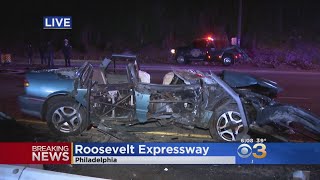 MultiVehicle Crash Shuts Down Part Of Roosevelt Boulevard Expressway [upl. by Suivatram814]