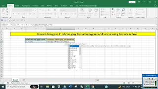 Convert date given in ddmmyyyy format to yyyymmdd format in Excel using formula [upl. by Ifar]