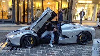 Billionaire Driver FLORIAN MERCKX Driving His Ferrari LaFerrari Through the Streets of Monaco [upl. by Christis]