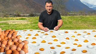 Typical Life In An Azerbaijani Village Cooking A Huge Roll In The Stove For All The Kids [upl. by Ellenuahs329]